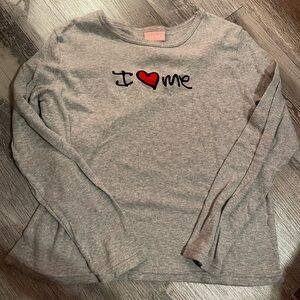 Gray Long Sleeve Shirt with Heart Design